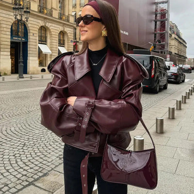 ModeMagi™ Cropped Faux Leather Jacket