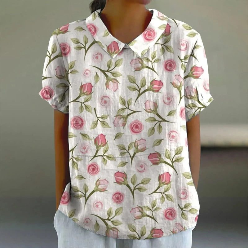 ModeMagi™ Avslappnad Blus Med Blommönster